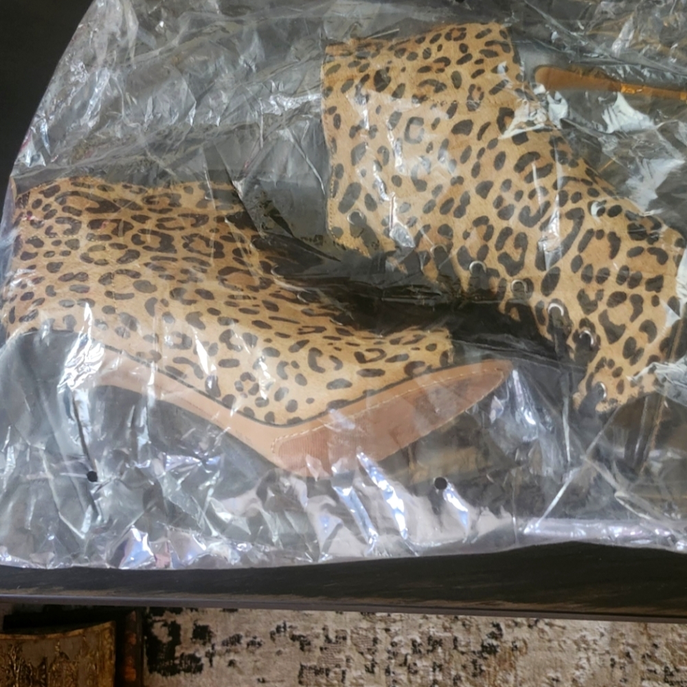 Leopard Ponyhair Ankle Boots
